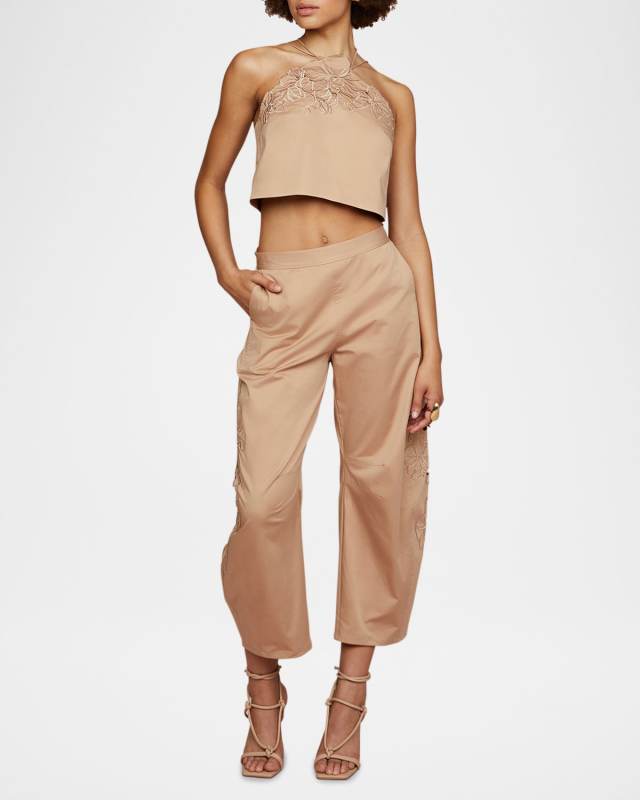 Bliss Laser-Cut Floral Crop Top